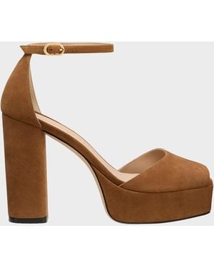 Stuart Weitzman 110Mm Sabrina Suede Platform Sandals - Brown