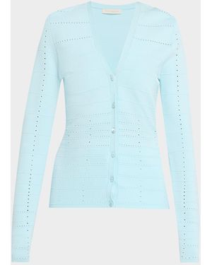 Ramy Brook Astra Pointelle-Knit Cardigan - Blue