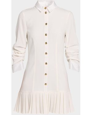 Cinq À Sept Luca Drapey Crepe Mini Shirtdress - Natural