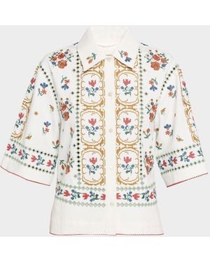 Weekend by Maxmara Embroidered Eyelet Cotton Shirt - White
