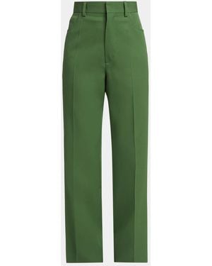Marni High-Rise Wool Straight-Leg Pants - Green