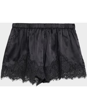 RE/DONE Jennie Lace-Trim Satin Shorts - Black