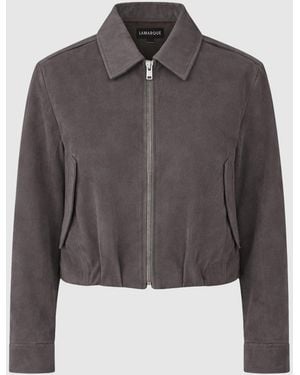 Lamarque Robbie Suede Bomber Jacket - Gray