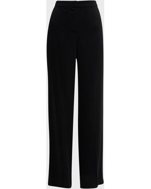 Natori Mid-Rise Straight-Leg Stretch Crepe Pants - Black