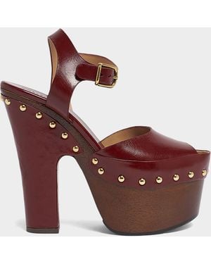 Chloé 90Mm Meret Leather Clogs - Red