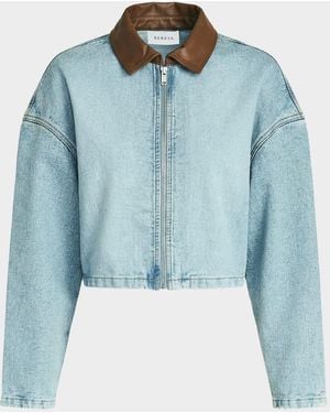 SER.O.YA Coop Cropped Denim Jacket - Blue