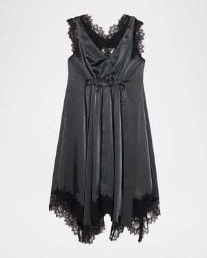 3.1 Phillip Lim V-Neck Lace-Trim Satin Midi Dress - Gray