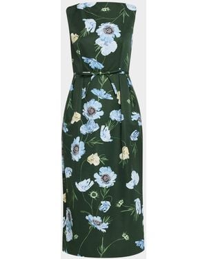 Erdem Floral Cotton Faille Midi Cocktail Dress - Green