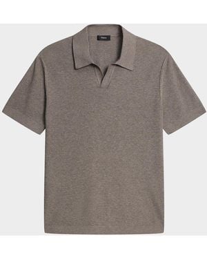 Theory Apos;S Brenan Johnny Collar Polo Shirt - Gray
