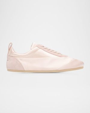 Jil Sander Etage Satin And Suede Low-Top Sneakers - Pink