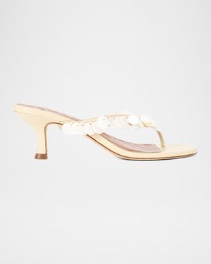 STAUD 55Mm Freja Leather Thong Sandals - Natural
