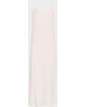 Christine Lingerie Long Silk Satin Nightgown - White