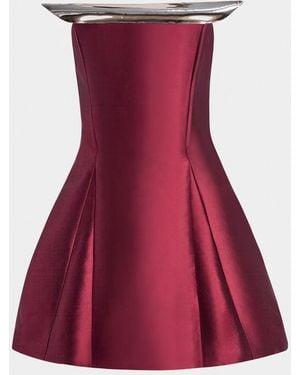 Kate Barton Strapless Sculptural Fit-&-Flare Mini Dress - Red