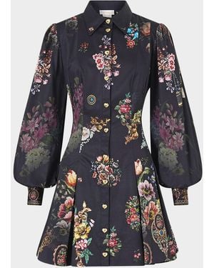 CAMILLA Night Garden Mini Shirtdress - Blue