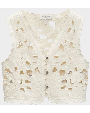 Rag & Bone Coralie Floral Cut-Out Cropped Vest - Natural