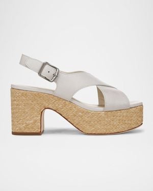 Vince Clementina Leather Crisscross Platform Sandals - White