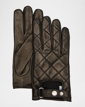 Portolano Apos;S Diamond-Quilted Leather Driving Gloves - Brown