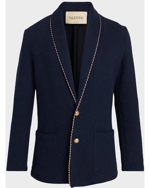 Valentino Garavani Apos;S Cotton Jersey Knit Jacket - Blue