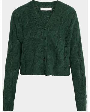 SABLYN Jolie Cable-Knit Cashmere Cardigan - Green