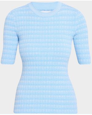 Prabal Gurung Crewneck Fitted Striped Top - Blue
