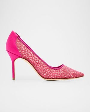 Manolo Blahnik 90Mm Bbla Flocked Polka Dot Tulle Pumps - Pink
