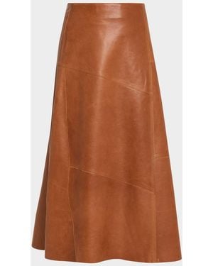 Arma Vayenne A-Line Leather Midi Skirt - Brown