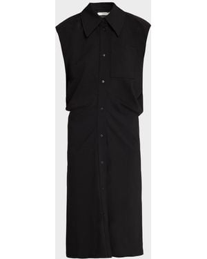 Co. Cap-Sleeve Banana Cut Shirtdress - Black