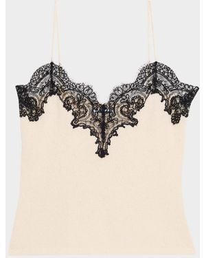 Adam Lippes Beatrix Lace-Trim Cashmere-Knit Cami - White