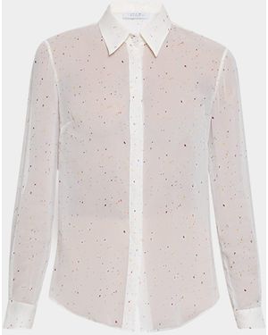Gabriela Hearst Henri Speckled Silk Button-Down Blouse - White