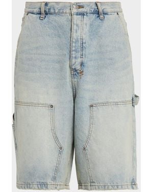 Ksubi Maxx Operator Wide-Leg Carpenter Jean Shorts - Blue