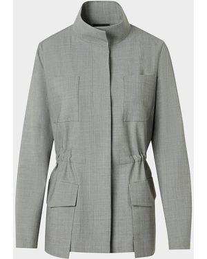 Akris Chianti Wool Knit Safari Jacket - Gray