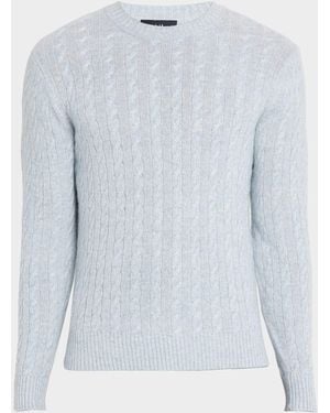dunhill Apos;S Cashmere And Linen Cable-Rib Crewneck Sweater - Blue