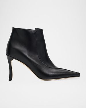 Manolo Blahnik 90Mm Milleta Leather Ankle Boots - Black
