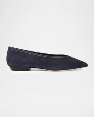 Veronica Beard Bancroft Suede Ballerina Flats - Blue