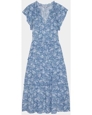 Rails Juni V-Neck Linen Midi Dress - Blue