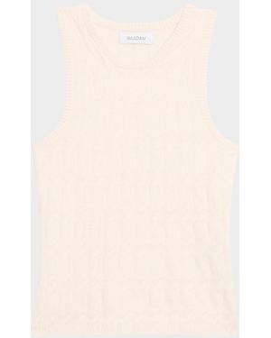 NAADAM Racerback Cable-Knit Cashmere Tank - Natural