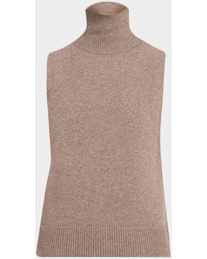 Brandon Maxwell Bruno Turtleneck Sleeveless Sweater - Brown