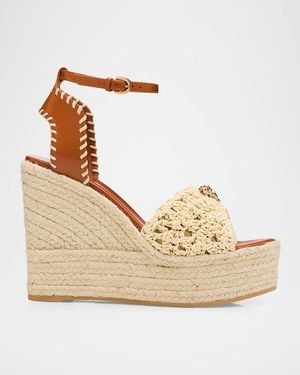 Versace 120Mm La Medusa Espadrille Platform Sandals - Metallic