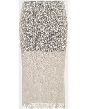 Et Ochs Willis Embroidered Net Midi Skirt - Natural