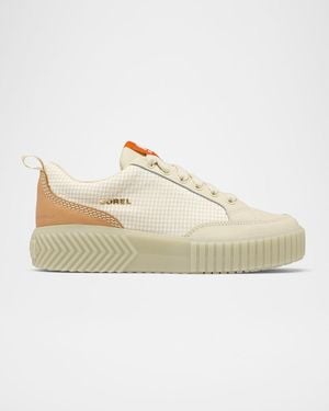 Sorel Ona Ave Check Mixed Leather Sneakers - White