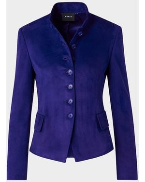Akris Deva Suede Short Jacket - Blue