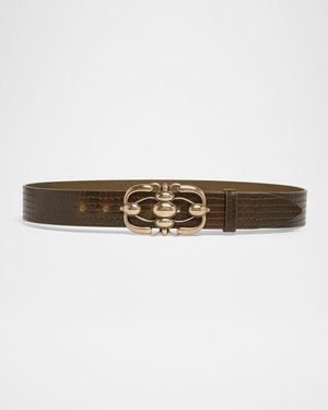 Isabel Marant Mirko Croc-Embossed Leather Belt - Natural