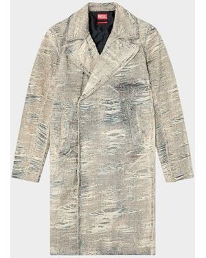 DIESEL Apos;S Distressed Prince Of Wales Topcoat - Natural