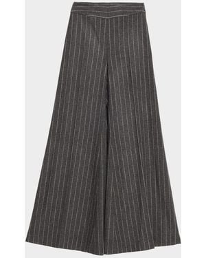 Carolina Herrera Diane Pinstripe Wool Wide-Leg Pants - Gray