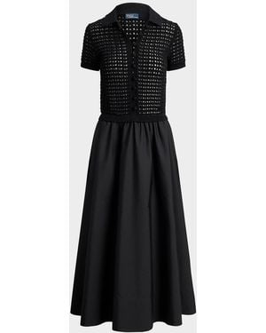 Polo Ralph Lauren Knit-Bodice Cotton Dress - Black