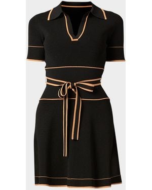 Shoshanna Maggie Tie-Waist Rib Knit Mini Dress - Black