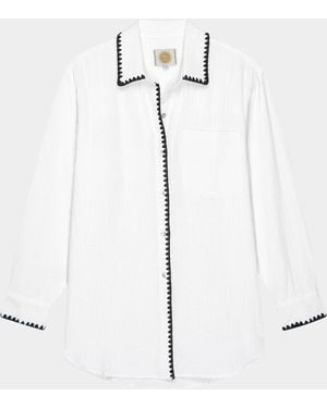 Rails Idania Embroidered Gauze Button-Front Shirt - White