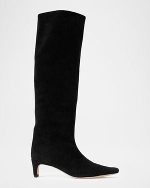 STAUD Wally Suede Knee-High Boots - Black