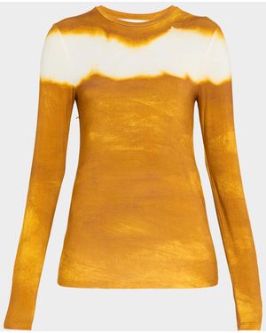 Jason Wu Painted Stripe Long Sleeve Jersey Top - Yellow
