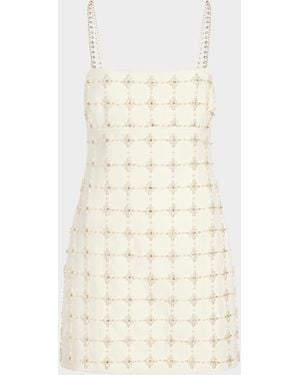 Cinq À Sept Iris Pearl Crystal Satin Mini Dress - Natural
